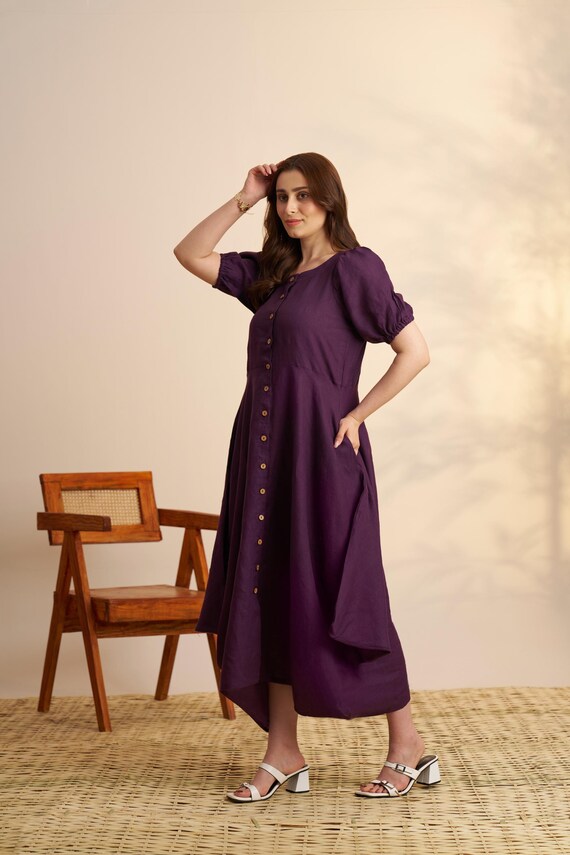 button down flowy dress Button Down Flowy Denim Dress With Pockets