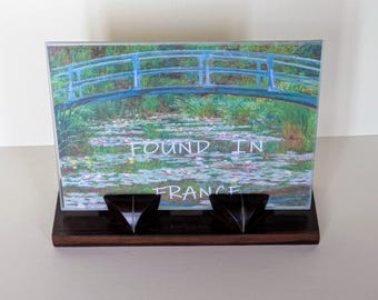 Marco de fotos francés de madera noble, estilo Art Déco tardío, con cristales.