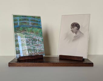 Marco de fotos doble de madera vintage francés de la década de 1940