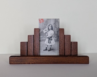 Marco de fotos vintage Art Déco de roble procedente de Francia