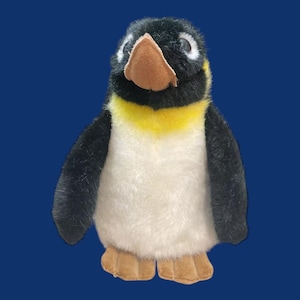 1986 Vintage Gund 8.5” Emperor Penguin Plush Stuffed Baby Animal Suede Beak Cute