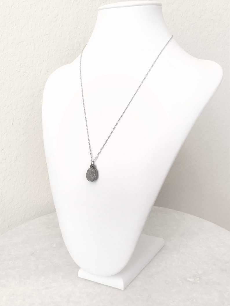Tensel necklace \u2013 Titanium druzy sterling silver