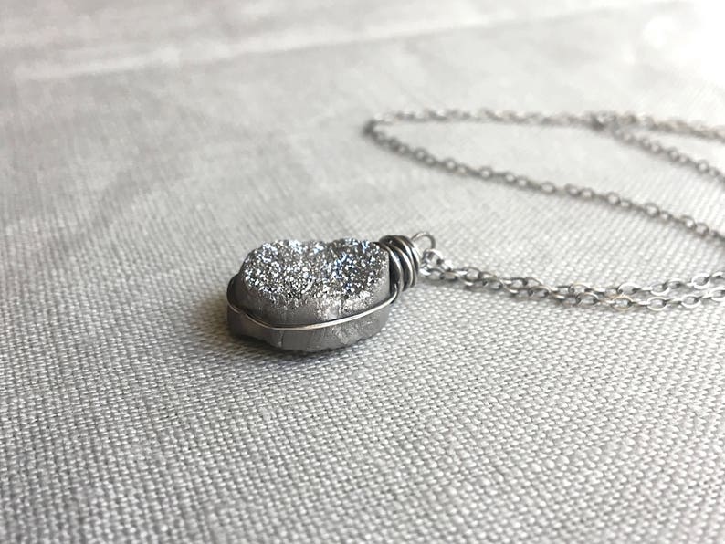 Tensel necklace \u2013 Titanium druzy sterling silver
