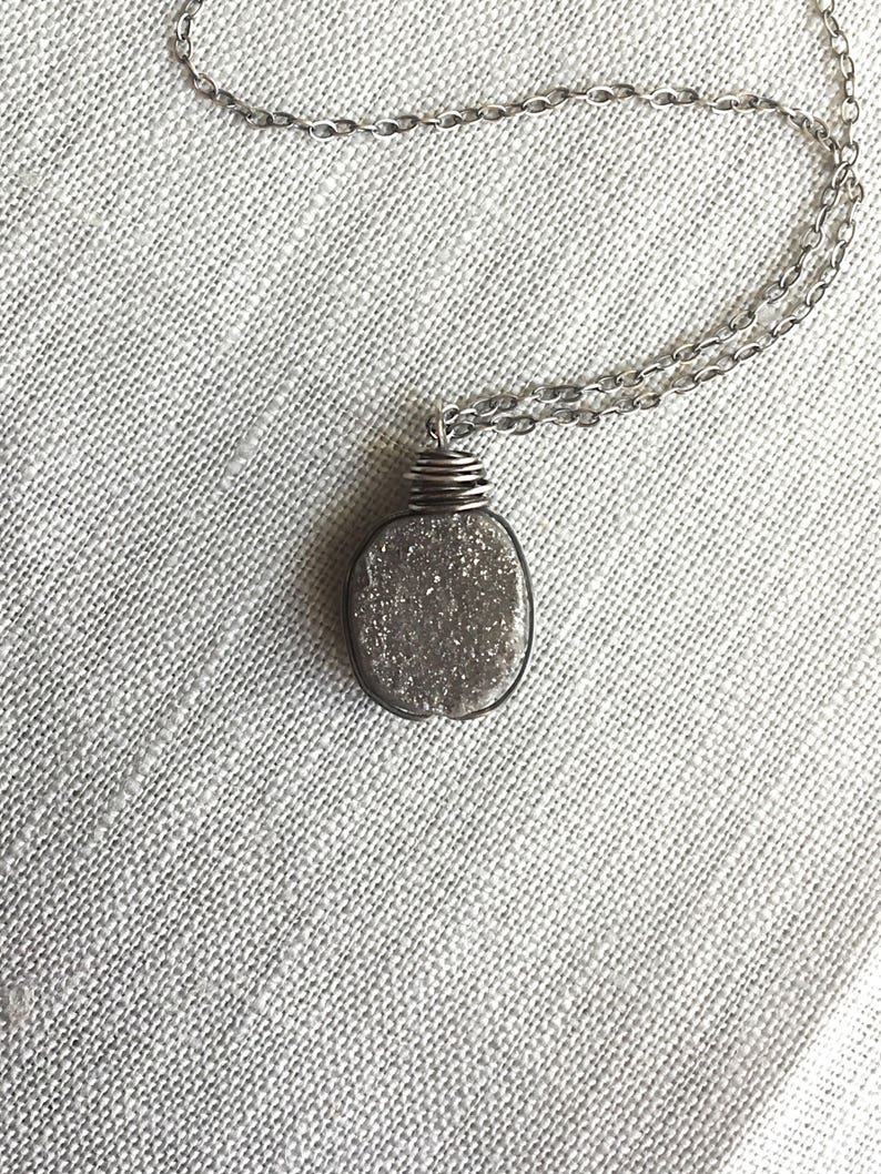 Tensel necklace \u2013 Titanium druzy sterling silver