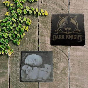 Schieferuntersetzer personalisiert mit Foto oder Grafik. Geschenk für Tierliebhaber oder auch als Hochzeitsgeschenk. Ideale Wohndeko.