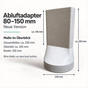 Abluftadapter 80-150 mm für Kippfenster – Fenster Adapter für mobile Klimaanlage, einfache Montage, passend für Abluftschlauch. PETG o. ABS