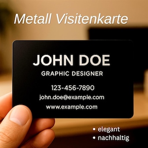 Metall Visitenkarte personalisiert mit Lasergravur • 3 Stück • Aluminium Businesskarte • langlebig & individuell • 4 Farben verfügbar