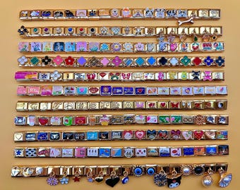 Personalized Italian Charm Bracelet: Gold Plated Stainless Steel, Custom Charms,Gold Italy Charms, Gift for Her,