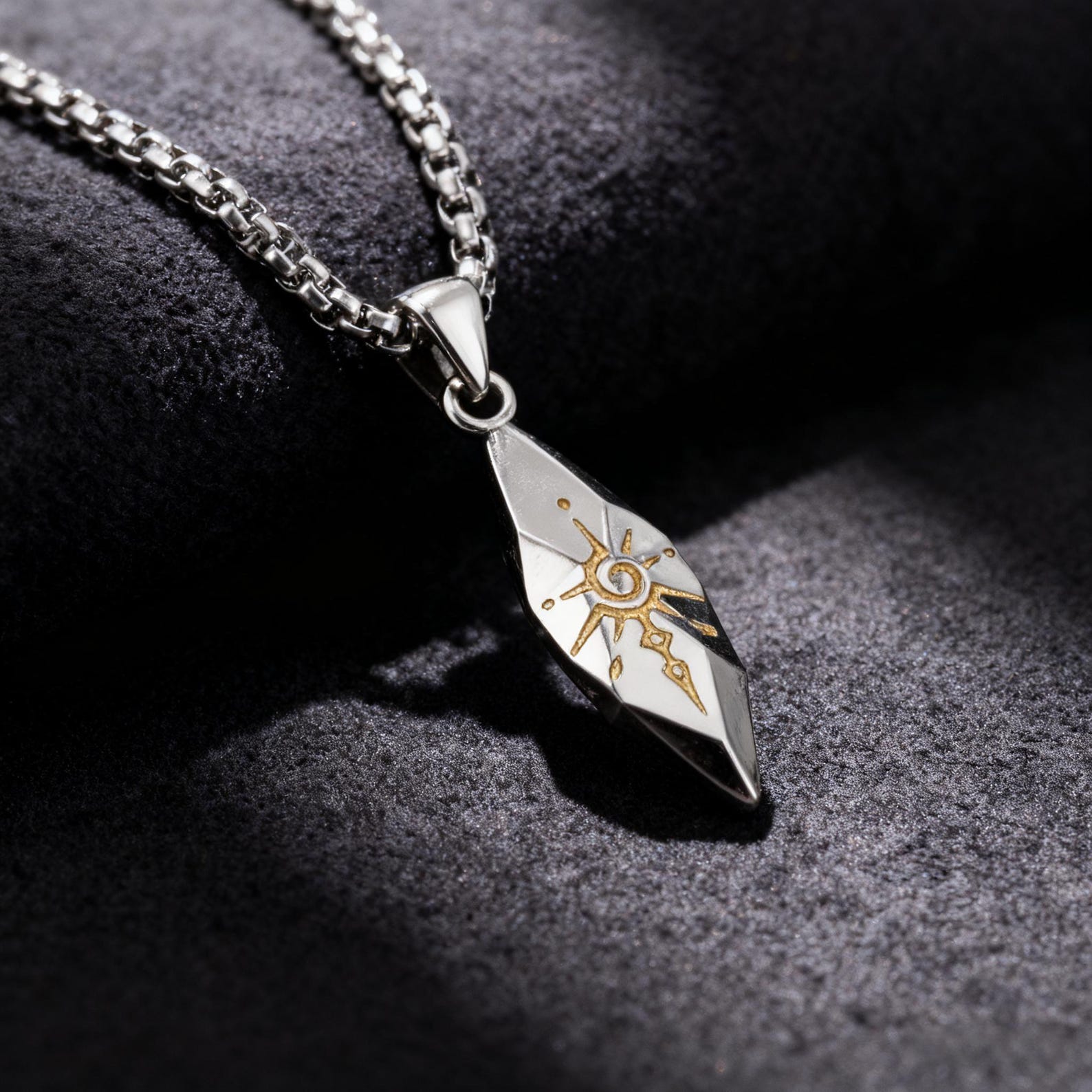 Sun Rune Stone Vintage Wish Stone Pendant – Sun Rune Talisman Necklace, Meteorite ...