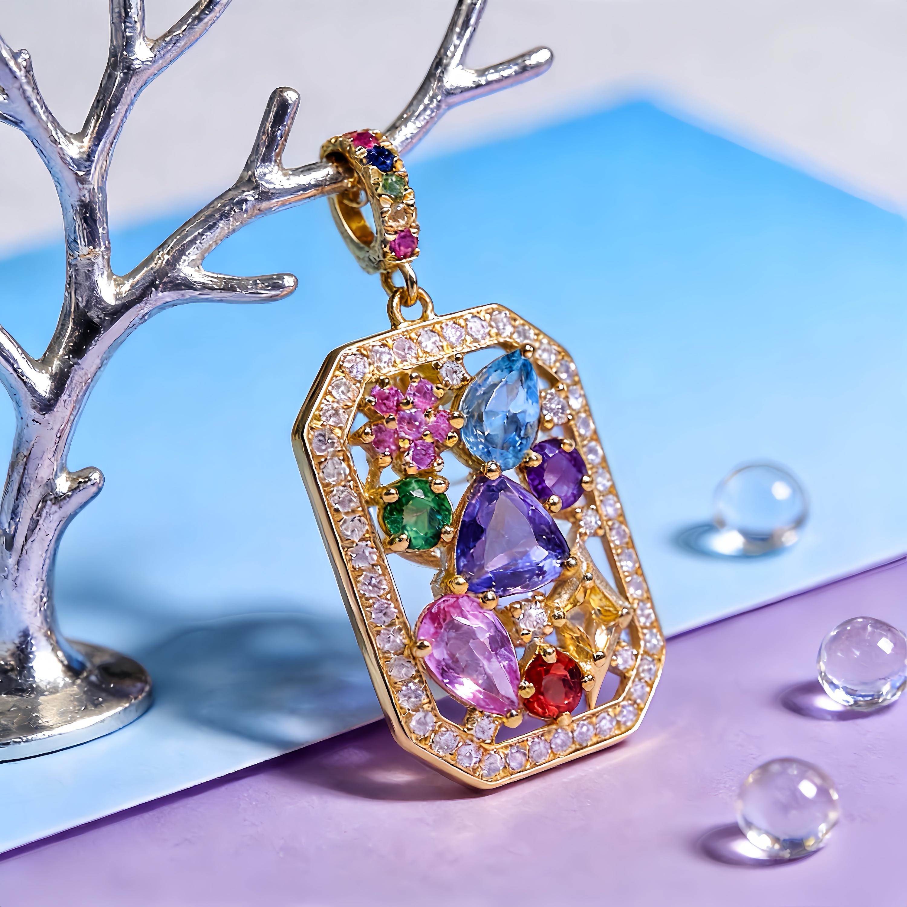 Secret Garden Rainbow Gemstone Jewelry Set, 18K Gold Plated