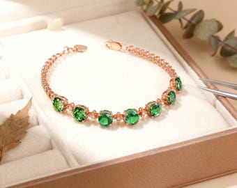 Green  Gemstone Jewelry Set, Emerald Necklace Bracelet Earrings Ring Set, Gold Plated Copper Green Stone Set, Vintage Elegant Gift for Her