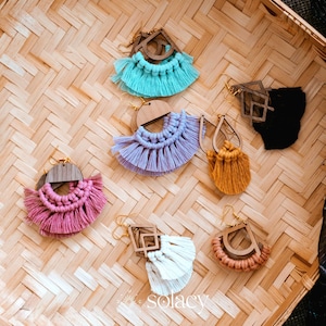 Solara macramé-oorbellen – handgemaakte statement-oorbellen boho-katoen, op de zon geïnspireerde sieraden