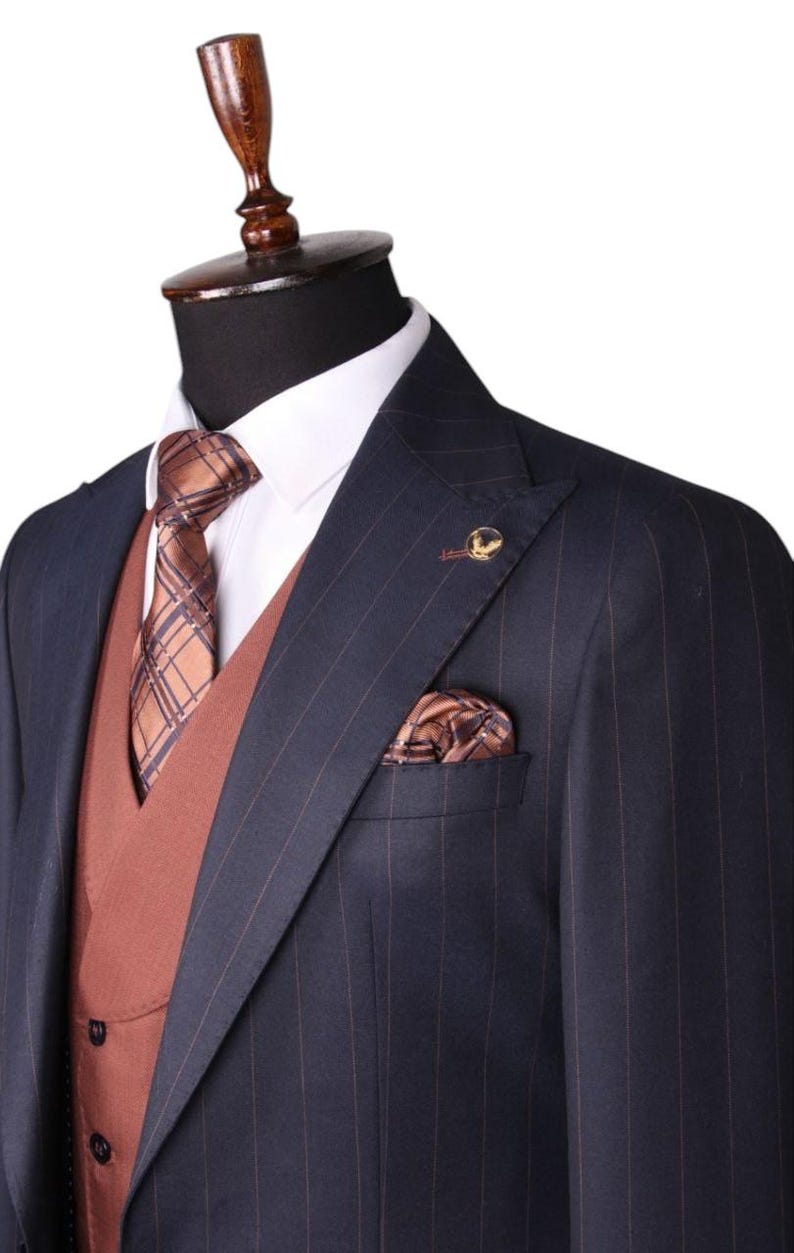 Navy Pinstripe Suit Vest main image 1