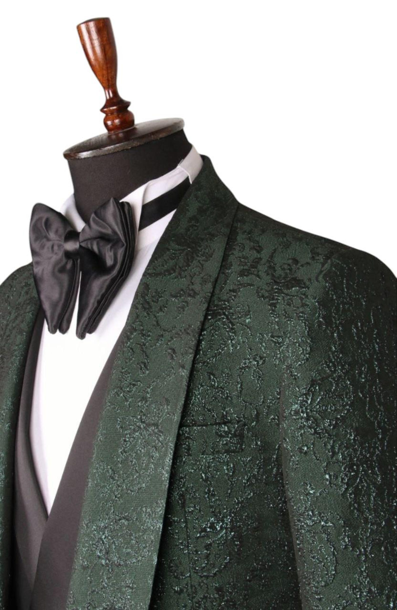 SKU#JA61538 Green and Black Tuxedo and Matching Bowtie main image 0