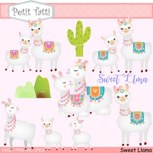 OP verkoop Alpaca Llama dierlijke clipart, moeder baby Clip Art, illustraties, scrapbooking, afdrukbare, T-shirt, wenskaart