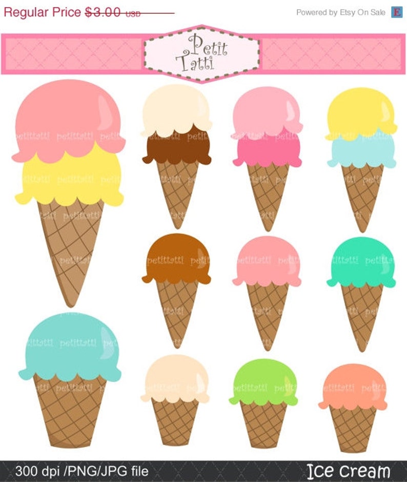 ON SALE ice cream clipart Digital clip art for all use ice | Etsy