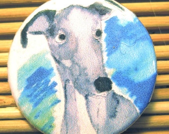 Greyhound Portrait Dog Pinback Button 1 1/4 Inch