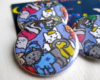 Knit for Cats Pyjama Party 1 1/4 inch pinback button badge