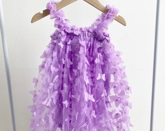 Robe de fée lilas pour bébé, robe de fée pour bébé, robe de premier anniversaire, robe d'anniversaire de fée cloche, robe en tulle pour tout-petit, robe papillon pour bébé fille