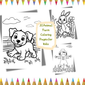 Animals Farm Coloring Pages Boys And Girls Coloring Sheet Packs Instant PDF Download Coloring Book For Kids Printable Digital Coloring Pages