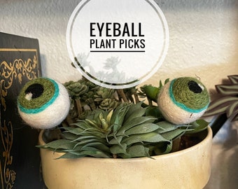 Felt Eyeball Plant Pick Stake Decoration- Choose color-Indoor Only