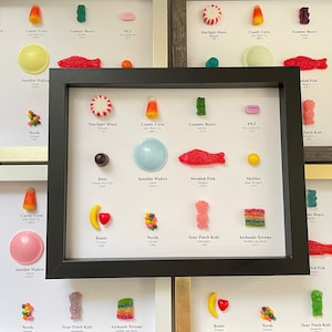 8x10 REAL Candy History of Candy | Framed Candy | Ode to CANDY | Candy Art | Specimen Chart | Candy Chart | Valentine