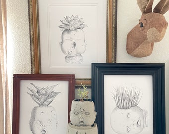 Graphite Print Baby Doll 5x7 and 8x10 - Unframed Giclée print