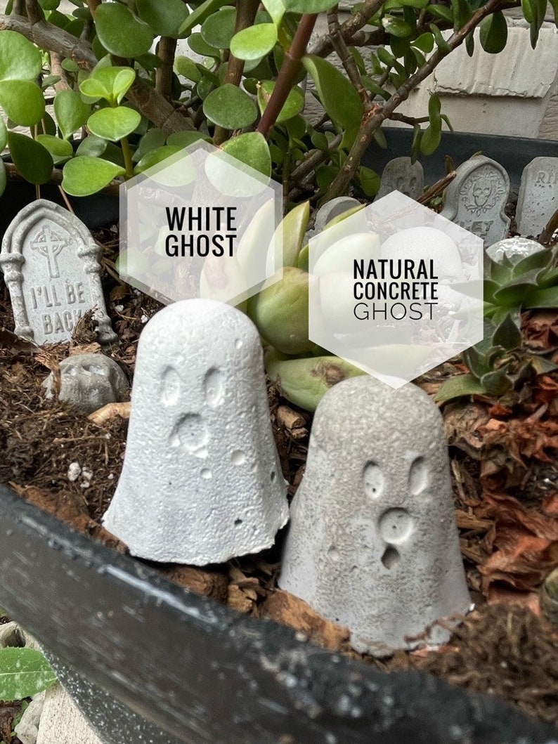 SMALL Ghost Garden Decoration Concrete Fairy Miniature Halloween Grave image 2