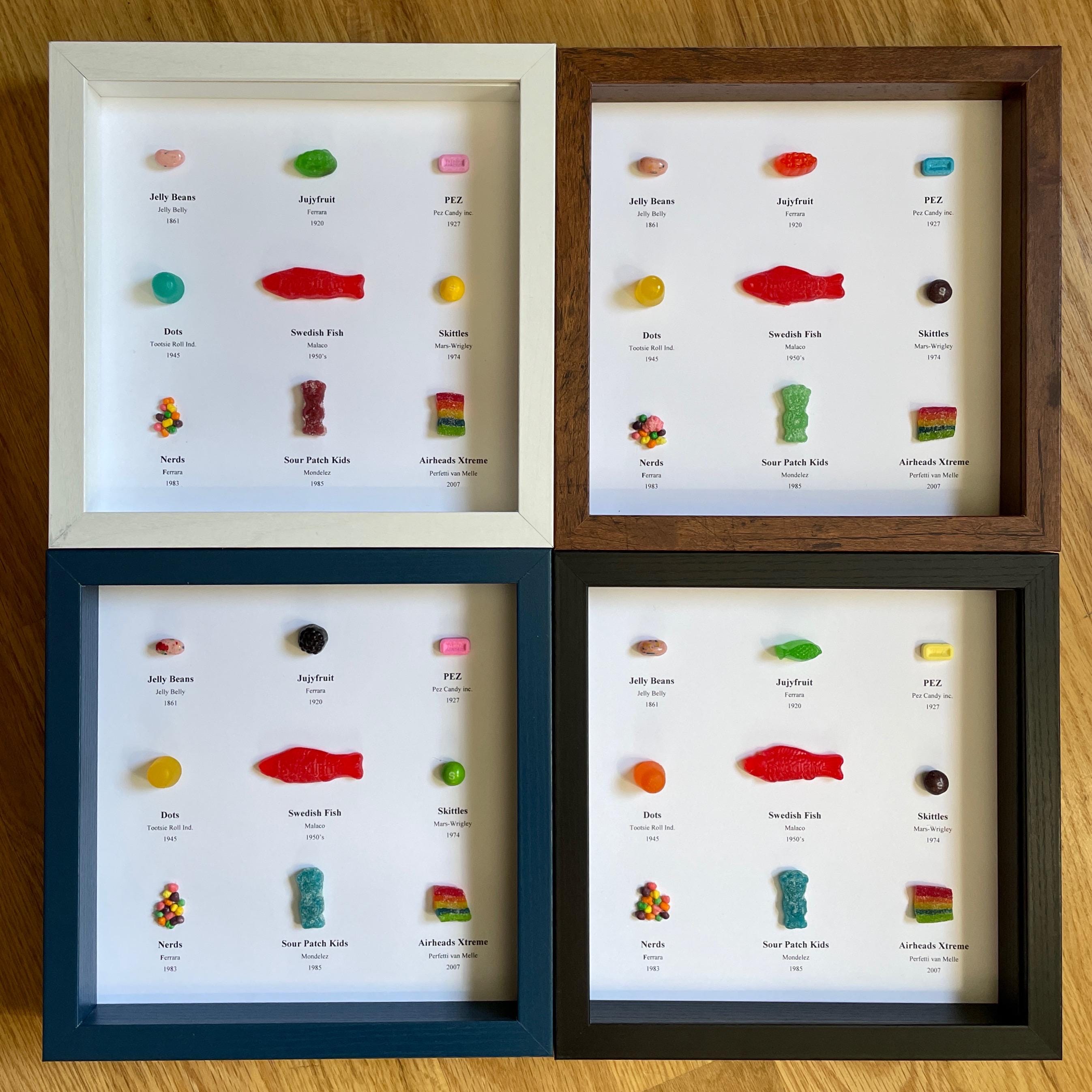 絵画 candy 9x9” REAL Candy History of Candy Chart | Framed Candy Choose