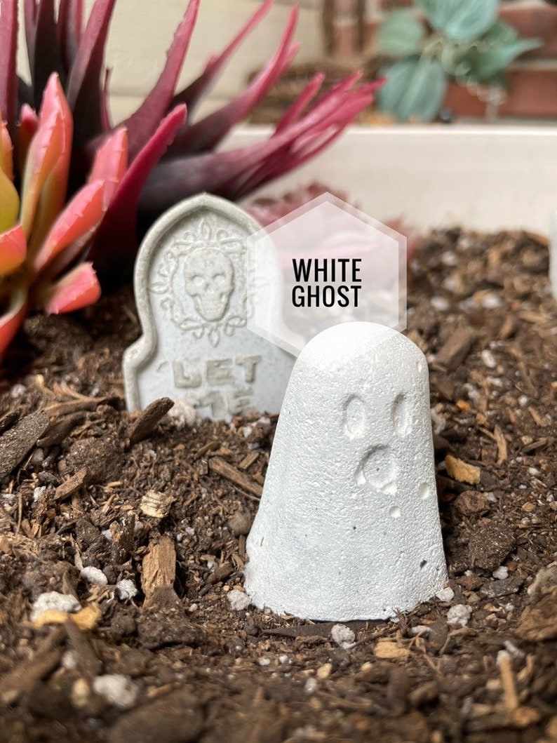 SMALL Ghost Garden Decoration Concrete Fairy Miniature Halloween Grave image 5