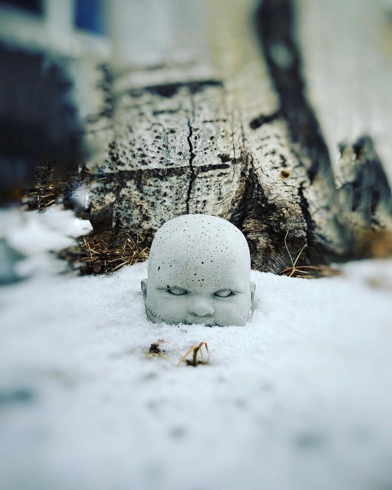 1 Concrete half Head Baby Doll Head Garden Decorations Etsy