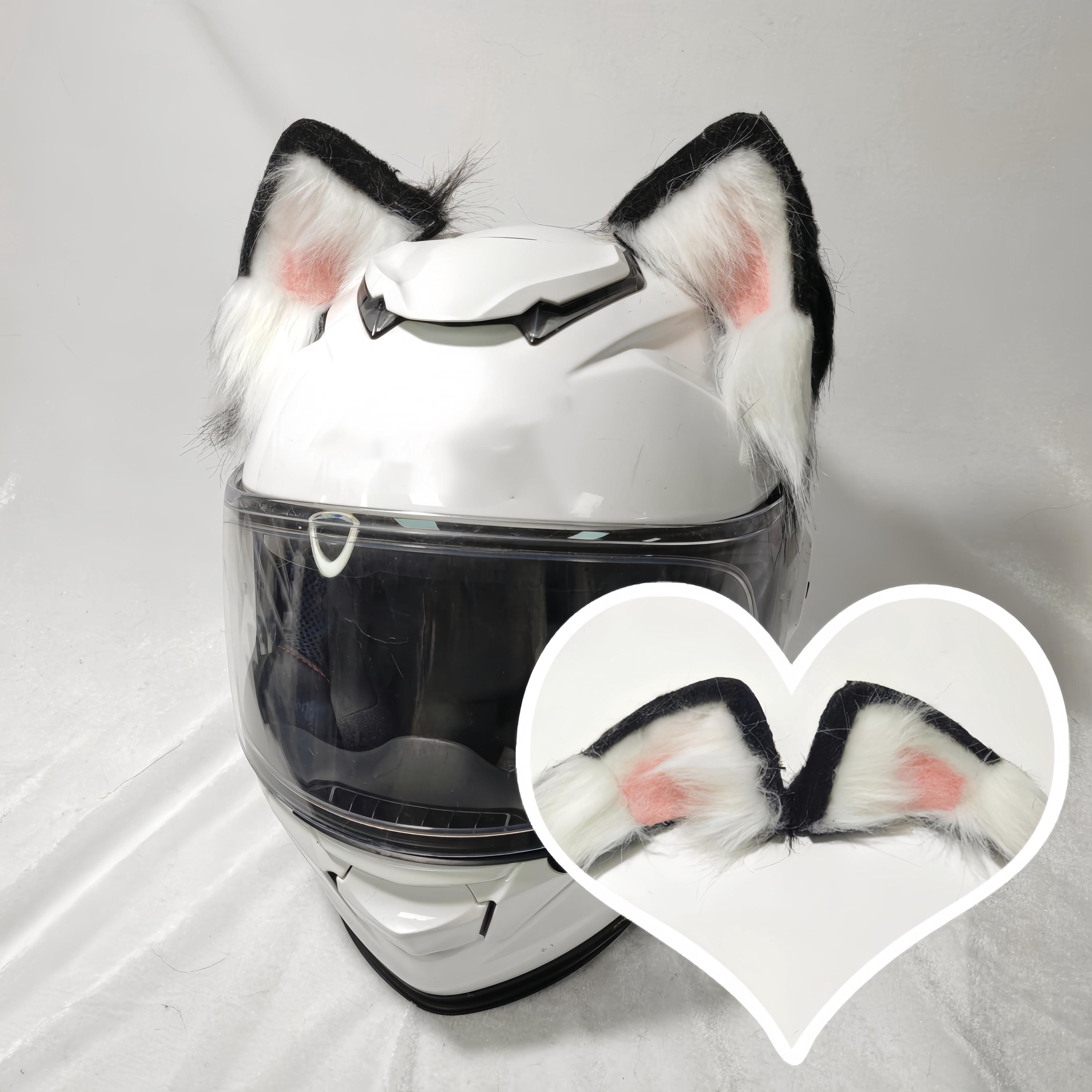 Gothic Cat Ears: Handmade Helmet Decoration for Motorcycle, Ski