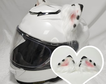 Dekoracja na kask z uszami kota w kropki: akcesoria do kasków motocyklowych, rowerowych i narciarskich