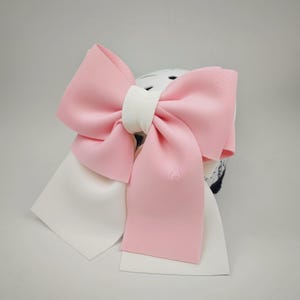 Two-Tone Motorcycle Helmet Bow: Pink & White Helmet Decoration