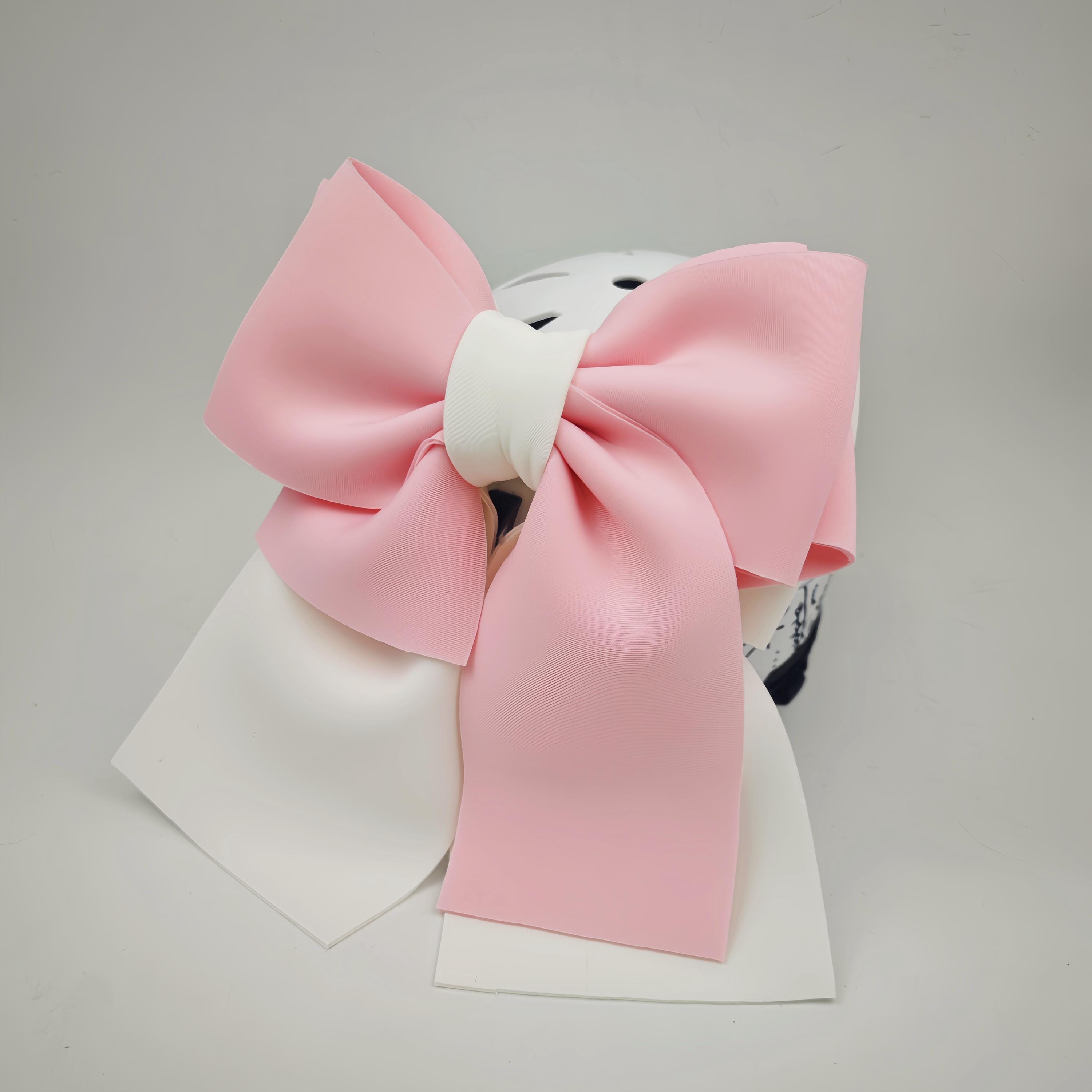 Nœud Papillon Décoratif Pour Casque Moto - Satin Rose Clair, Design 3D Double Couche Avec Ventouse - Accessoire Personnalisation