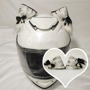 Niedliche Leopard Ohren mit Glöckchen Motorrad Helm Dekoration Kawaii Moto Zubehör Geeignet für den Reitsport Ski und Straßenradfahren