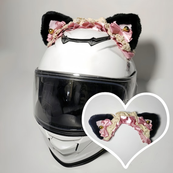 Lolita Style Cat Ears With Bows Helmet Decoration Motorcycle Ski Bike  Helmet Accessory Gothic Punk Handmade Helmet Decor Gift For Her