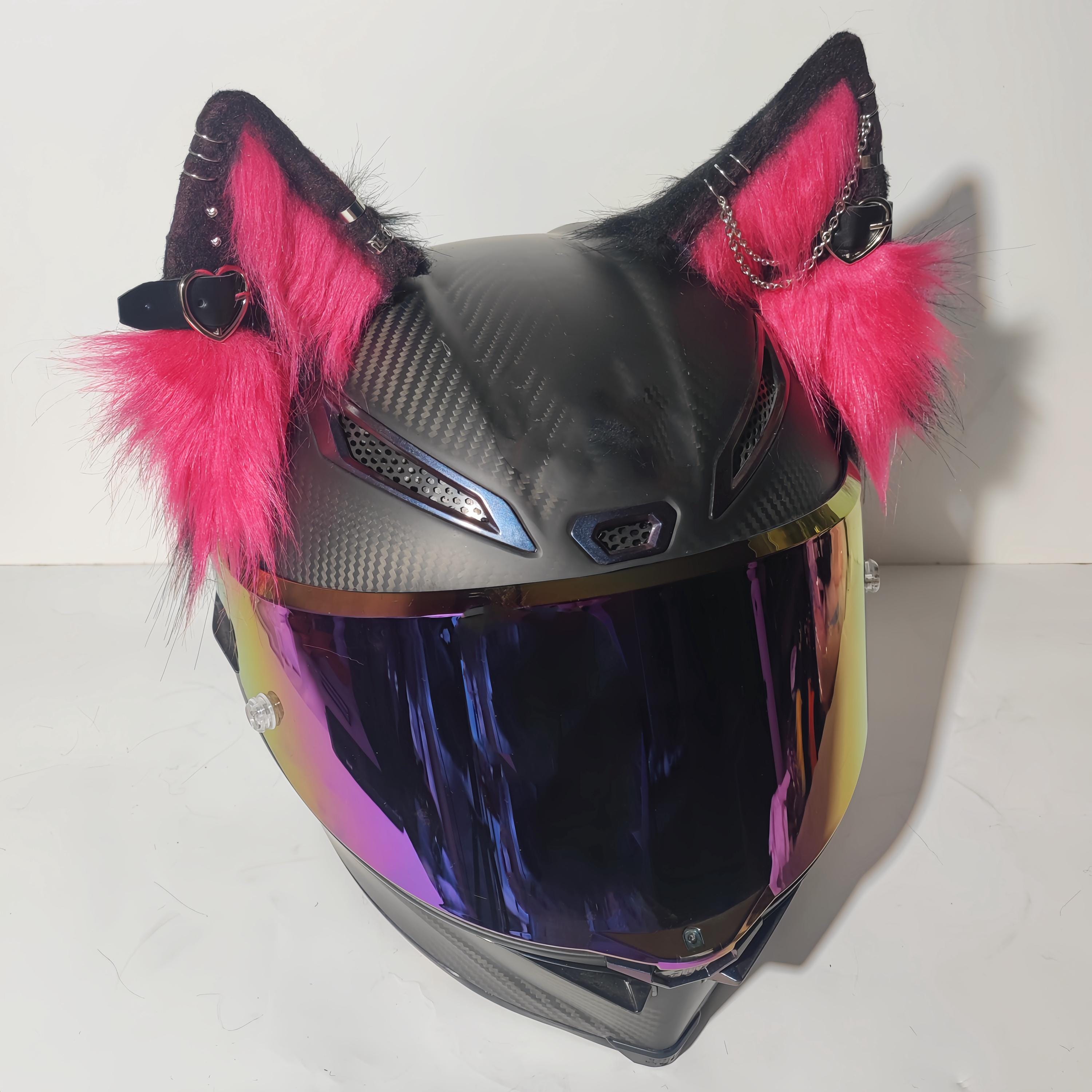 cat ear motorcycle helmet Cat Ears Breathable Motorcycle Helmet Black HNJ Motorcycle Helmet With Cat  Ears Gold Visor