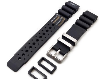 Double Loop Rubber Strap Compatible with Prospex Aqualand Ny 0040 jp2000 nd limits strap 20mm 22mm 24mm Universal Sub Dive Black