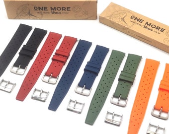 Tropical ONE MORE Strap 18 20 22 mm Double Buckle Satin Polished Quick Release Red Blue Black Green Orange Compatible with Moon Swatch