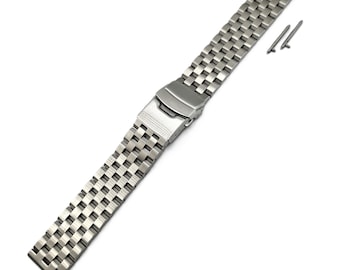 304L Stainless Steel Bracelet Pilot Watches 20mm 22mm Replacement Strap Pilot Screw Links Full Ends Straight Quick Release Universal