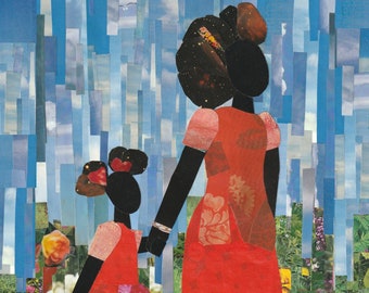 Spring in Their Steps PRINT Collage African American Art Mother