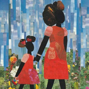 Spring in Their Steps PRINT Collage African American Art Mother