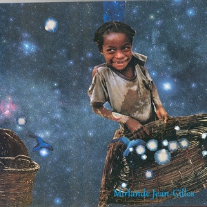 Star Catcher African American Art-Child Collage 14 x 11 Print