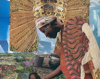 Everyday Mother As Her Majesty the Queen. Collage. African American. Mother and Child. PRINT
