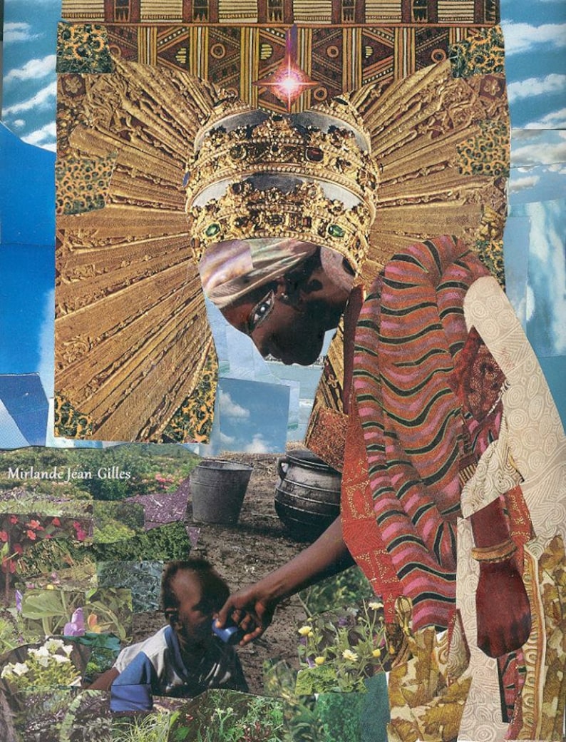 Everyday Mother As Her Majesty the Queen. Collage. African American. Mother and Child. PRINT image 1