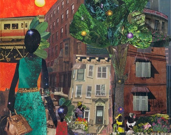 On Our Way to Ballet Class 11x14 Print African American art. Ballet. Print. Queens. NYC. Collage