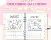 2026 Coloring Calendar Sunday Start, Printable A4 A5 Calendar PDF, Bullet Journal Insert, Monthly Doodle Planner