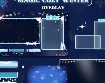 Superposición de transmisión de Twitch de invierno acogedor y mágico: pantallas animadas, alertas lindas, superposición de nieve, pantalla sin conexión, chat de hielo y nieve - Transmisión navideña