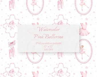 Aquarell Rosa Ballerina Muster: Ballett Stoff (PNG Digital Download)